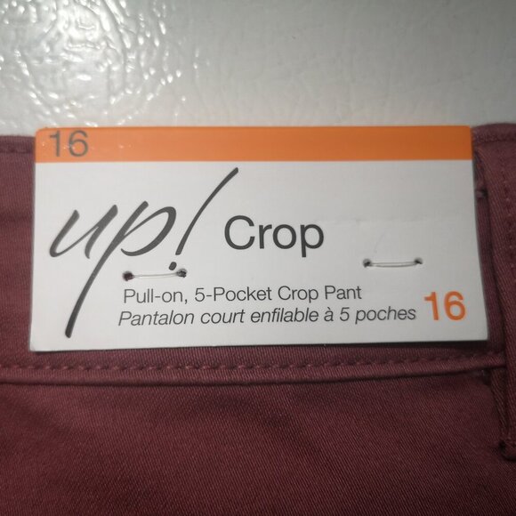 NWT Up Ladies Size 16 Dusty Rose Pull On Style 5 Pocket Crop Pants - Picture 3 of 14